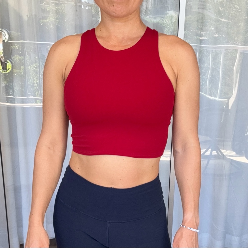 Athleta Red Racerback crop top with built in Sport Bra